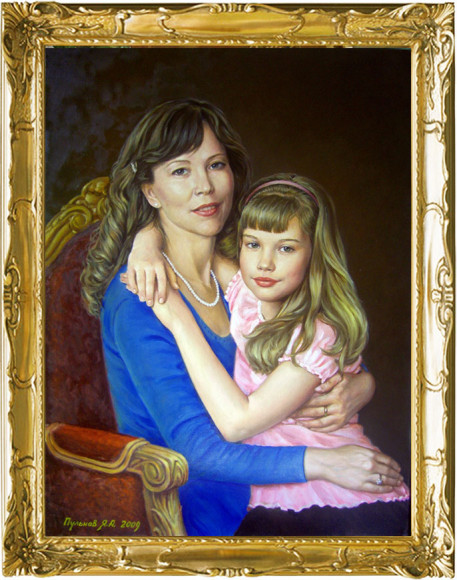 портрет матери с дочкой